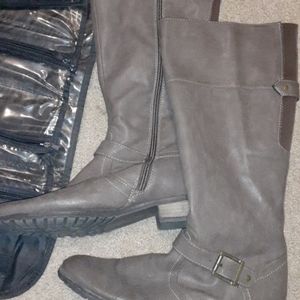 Boots and animal print makeup bag